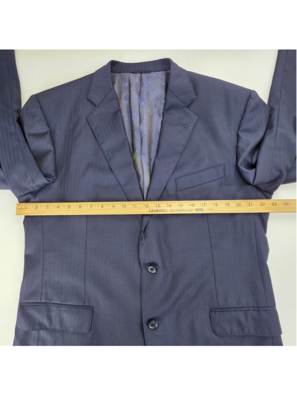 Loro Piana Super 130s Wool Suit Men 44R Navy 2 Piece Custom Tailored USA - Picture 15 of 16